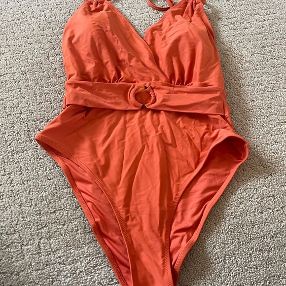 Cupshe Orange Halter Tie One-piece Swimsuit. #1 - Picture 8 of 13